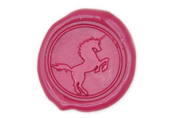 Unicorn Wax Seal Stamp - Backtozero B20 - genericlonghandle, Heraldic, Mythical Creatures, Rose Red, unicorn
