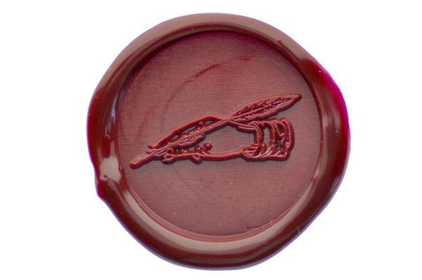 Writing Hand Outline Wax Seal Stamp - Backtozero B20 - Deep Red, feather pen, genericlonghandle, gesture, hand, hand gesture, handgesture, hands, write