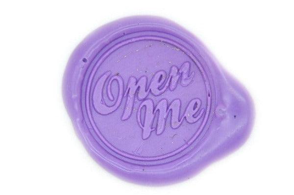 Open Me Wax Seal Stamp - Backtozero B20 - genericlonghandle, Lavender, Message, open, open me