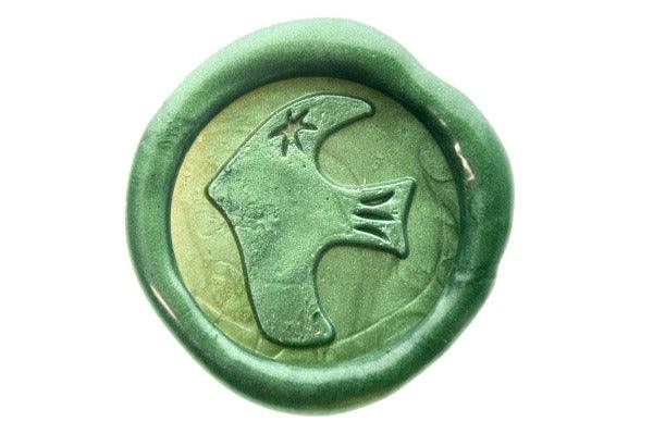 Bird Wax Seal Stamp Designed by Petra - Backtozero B20 - Bird, collaboration, Green, metallic, Metallic Green, Signature, signaturehandle, star