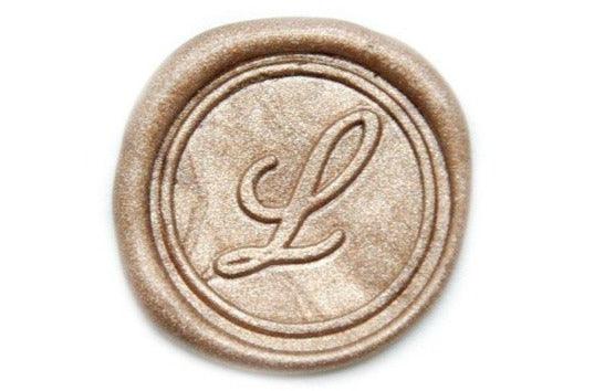 Script Initial Wax Seal Stamp - Backtozero B20 - 1 initial, 1initial, Calligraphy, Champagne Gold, Letter, Monogram, One initial, Personalized, Sealing Wax, Signature, signaturehandle