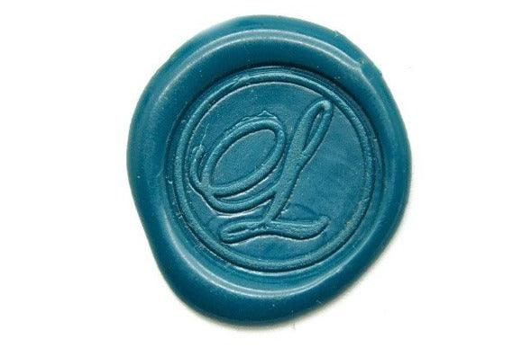 Script Initial Wax Seal Stamp - Backtozero B20 - 1 initial, 1initial, Calligraphy, Green, Letter, Monogram, One initial, Personalized, Sealing Wax, Signature, signaturehandle