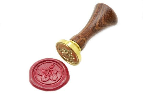 Hibiscus Wax Seal Stamp - Backtozero B20 - Botanical, Flower, hibiscus, nature, Plant, Rose Red, Signature, signaturehandle, tropical