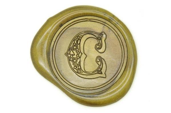 Old English Initial Wax Seal Stamp - Backtozero B20 - 1 initial, 1initial, Dark Gold, genericlonghandle, Monogram, old english, One Initial, Personalized