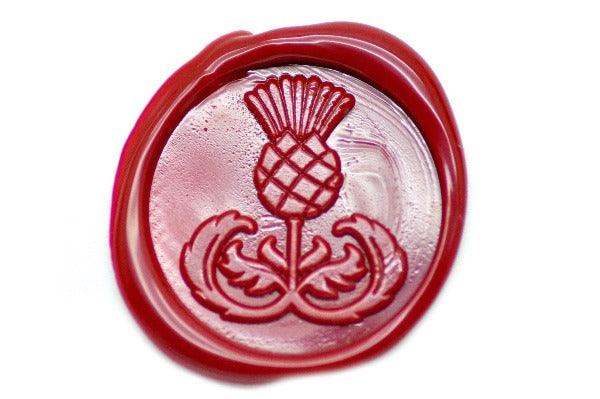 Thistle Wax Seal Stamp - Backtozero B20 - Botanical, floral, genericlonghandle, nature, Palm Red
