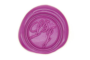 Double Initials Ampersand Wax Seal Stamp - Backtozero B20 - 2 initials, 2initials, and, Double Initials, Fuchsia, genericlonghandle, Initial, Letter, Letters, monogram, Personalized, Two initials, Wedding