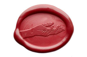 Hand Gesture Wax Seal Stamp Designed by Paper Pretty Ink - Backtozero B20 - collaboration, Deep Red, gesture, hand, hand gesture, handgesture, hands, oval, signaturehandle