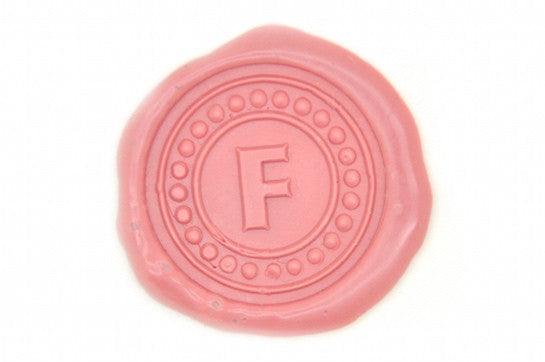 Dotted Initial Monogram Wax Seal Stamp - Backtozero B20 - 1 initial, 1initial, genericlonghandle, Letter, Monogram, One Initial, Personalized, Pink