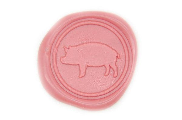 Pig Wax Seal Stamp - Backtozero B20 - Animal, genericlonghandle, pig, Pink