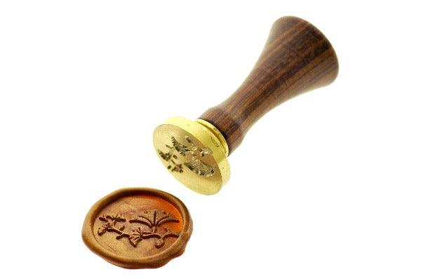 Ginkgo Leaf & Stem Wax Seal Stamp - Backtozero B20 - Botanical, Copper Gold, Deco, Decorative, Deep Red, ginkgo, Japanese, japanese family crest, Kamon, Leaf, Nature, Signature, signaturehandle