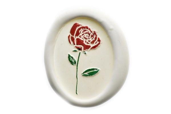 Rose Wax Seal Stamp - Backtozero B20 - Botanical, floral, Flower, genericlonghandle, Nature, oval, rose, White
