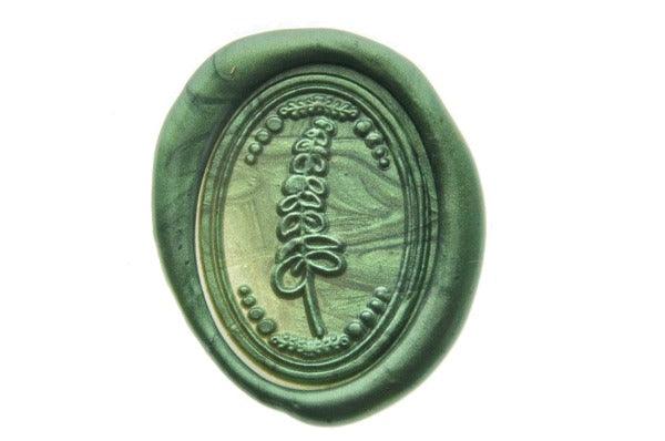 Eucalyptus Wax Seal Stamp Designed by Vintage Paper Garden - Backtozero B20 - collaboration, Green, hana, hana t, Leaf, Metallic Green, Nature, oval, Plant, Signature, signaturehandle