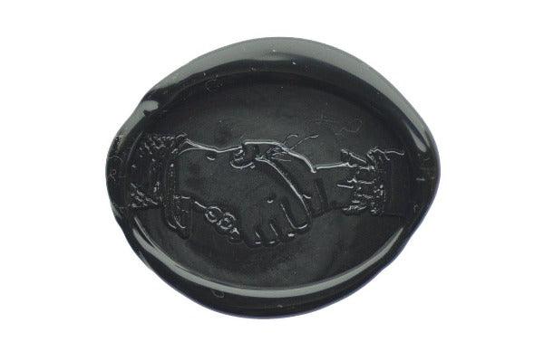 Hand Shake Wax Seal Stamp - Backtozero B20 - Black, genericlonghandle, hand, hand gesture, handgesture, hands, oval