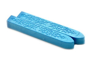 Metallic Sky Blue Non-Wick Filigree Sealing Wax Stick - Backtozero B20 - Blue, Metallic, Non-Wick Sitck, Non-Wick Wax, sale, Sealing Wax, Wax Stick