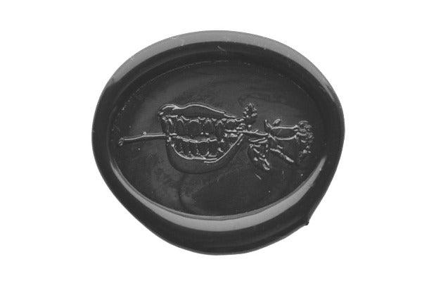 Rose in Mouth Wax Seal Stamp - Backtozero B20 - Black, Botanical, floral, Flower, genericlonghandle, mouth, Nature, oval, rose, teeth, tooth