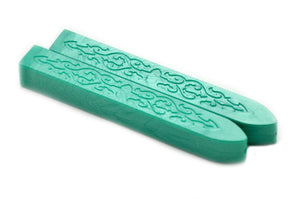 Turquoise Non-Wick Filigree Sealing Wax Stick - Backtozero B20 - Green, Metallic, Metallic Green, Non-Wick Sitck, Non-Wick Wax, sale, Sealing Wax, Wax Stick