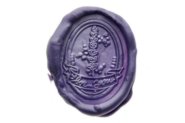 Lavender For You Wax Seal Stamp Designed by Vintage Paper Garden - Backtozero B20 - collaboration, Flower, for you, hana, hana t, Lavender, Message, metalli purple, Nature, oval, Plant, Purple, Signature, signaturehandle