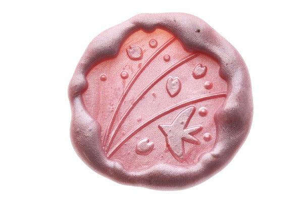 Petal Song Wax Seal Stamp Designed by Ame - Backtozero B20 - ameruu, Bird, collaboration, die cut, diecut, Flower, flowers, metallic pink, petal, Pink, sakura, signaturehandle, stars, swallow