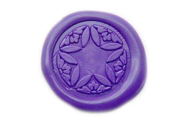 Japanese Kamon Shippo Star Floral Deco Wax Seal Stamp - Backtozero B20 - Botanical, Decorative, floral, Flower, Japanese, japanese family crest, Kamon, Nature, Plant, Purple, Signature, signaturehandle, star