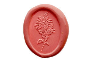 Daisy Wax Seal Stamp - Backtozero B20 - Botanical, daisy, floral, Flower, genericlonghandle, Nature, oval, Pink