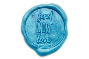 Send More Love Wax Seal Stamp Designed by Yen Chin - Backtozero B20 - blue, collaboration, handwriting, Love, metallic, metallic sky blue, Signature, signaturehandle, sky blue, yen chin