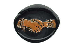 Hand Shake Wax Seal Stamp - Backtozero B20 - Black, genericlonghandle, hand, hand gesture, handgesture, hands, oval