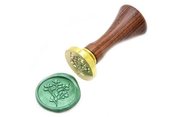 Botanical Wax Seal Stamp - Backtozero B20 - Botanical, Leaf, Leafs, Leaves, Metallic Green, Nature, Plant, signaturehandle, tiny