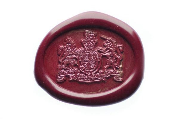 Coat of Arms with Lion & Unicorn Wax Seal Stamp - Backtozero B20 - Coat of arms, Crest, Deep Red, genericlonghandle, Heraldic, Lion, Mythical Creatures, oval, unicorn