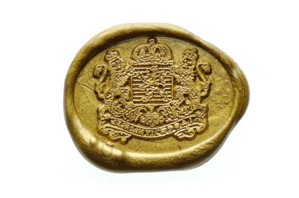 Coat of Arms with Lions Wax Seal Stamp - Backtozero B20 - Coat of arms, Copper, Crest, Crown, genericlonghandle, Heraldic, Lion, oval