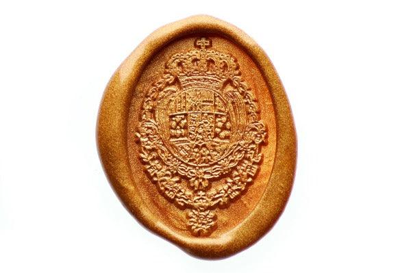 Coat of Arms Wax Seal Stamp - Backtozero B20 - Coat of arms, Copper Gold, Crest, genericlonghandle, Heraldic, Metallic, oval