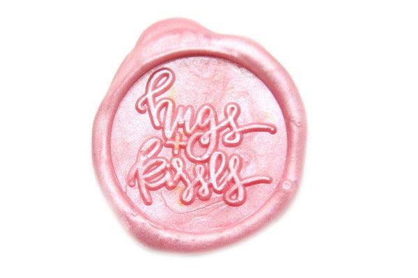 Hugs & Kisses Wax Seal Stamp Designed by Jo - Backtozero B20 - collaboration, handwriting, hugs, Jo, kiss, kisses, Message, metallic, metallic pink, Pink, Signature, signaturehandle, Words