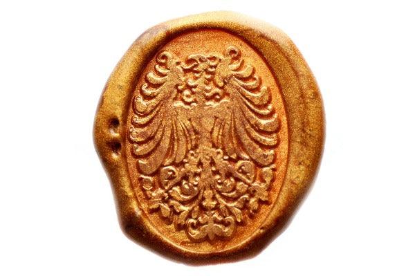 Phoenix Wax Seal Stamp - Backtozero B20 - Copper Gold, genericlonghandle, Heraldic, Metallic, Mythical Creatures, oval, phoenix