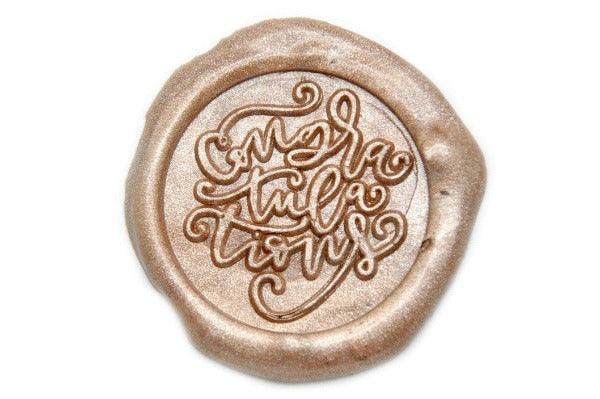Congratulations Wax Seal Stamp Designed by Jo - Backtozero B20 - Champagne Gold, collaboration, congatulations, handwriting, Jo, Message, metallic, Signature, signaturehandle, Words