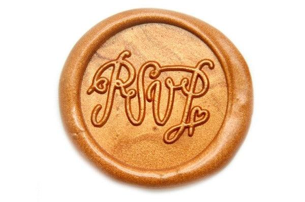 RSVP Wax Seal Stamp Designed by Jo - Backtozero B20 - collaboration, Copper Gold, handwriting, Jo, Message, metallic, RSVP, Signature, signaturehandle, Wedding, Words