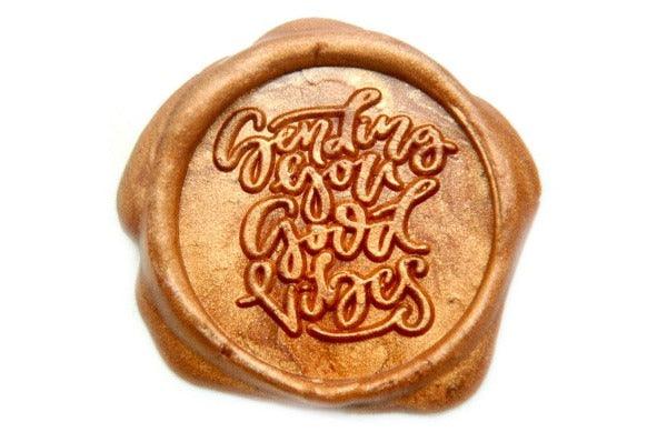 Sending You Good Vibes Wax Seal Stamp - Backtozero B20 - Copper Gold, Message, Metallic, Signature, signaturehandle, vibes
