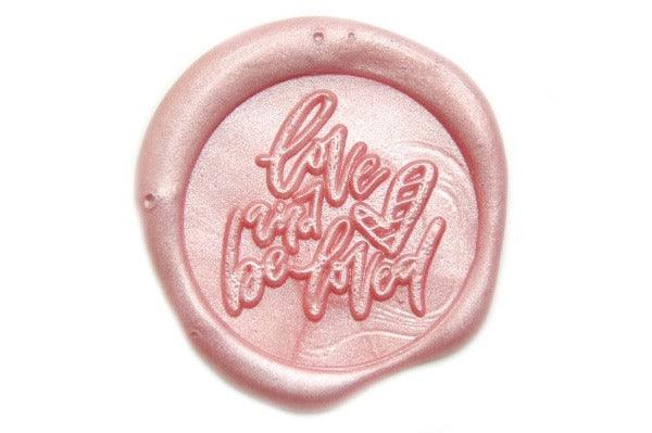 Love and Be Loved Wax Seal Stamp - Backtozero B20 - Calligraphy, Heart, Love, Message, Metallic, metallic pink, Pink, Signature, signaturehandle