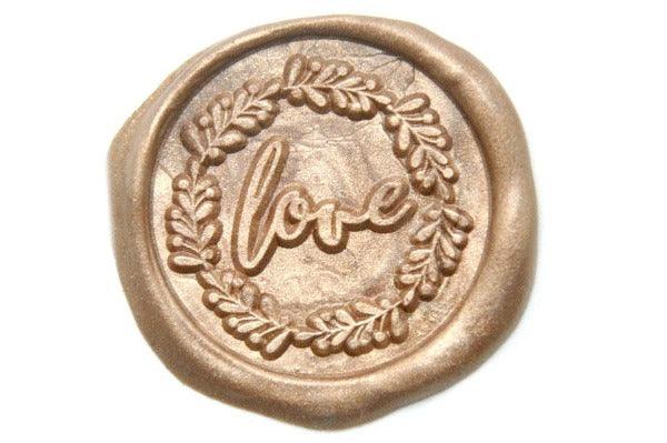 Personalized Calligraphy Wreath Wax Seal Stamp - Backtozero B20 - 9wordsLONGhandle, Calligraphy, Champagne Gold, custom name, Personalized, wreath