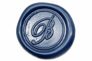 Script Initial Wax Seal Stamp - Backtozero B20 - 1 initial, 1initial, Blue, Letter, Monogram, One initial, Personalized, Signature, signaturehandle