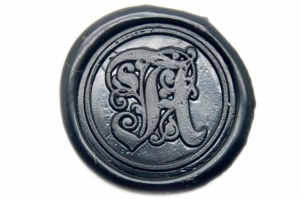 Gothic Initial Wax Seal Stamp | Available in 4 Sizes - Backtozero B20 - 1 initial, 1initial, Black, Calligraphy, gothic, Letter, Monogram, One initial, Personalized, Signature, signaturehandle