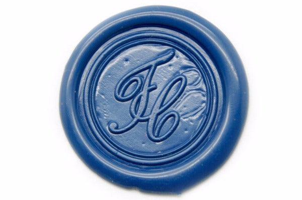 Script Monogram Wax Seal Stamp - Backtozero B20 - 2 initials, 2initials, Blue, Double Initials, genericlonghandle, ineterlock, Initial, Interlink, interlocking, Letter, Monogram, Personalized, Two initials, Wedding