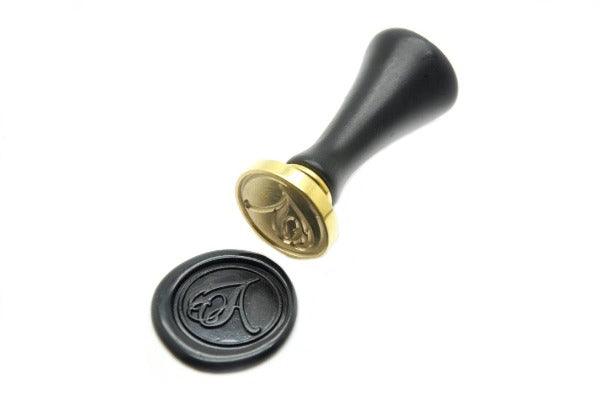 Calligraphy Initial Wax Seal Stamp | Available in 4 Sizes - Backtozero B20 - 1 initial, 1.2cm, 1initial, Black, Calligraphy, mini, Monogram, One initial, Personalized, Signature, signaturehandle, tiny