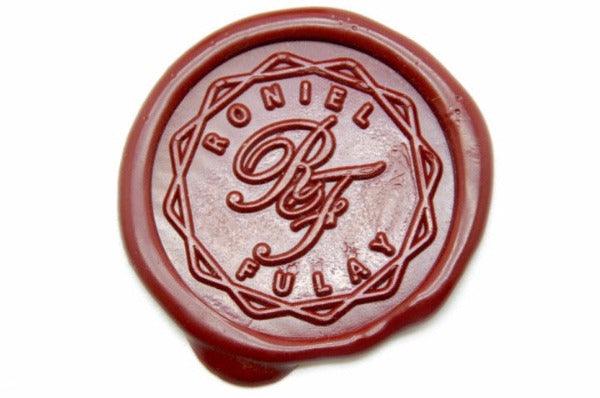 Interlock Chain Monogram Wax Seal Stamp - Backtozero B20 - 2 initials, chain, custom name, Deep Red, double, Double Initials, genericlonghandle, initial, Interlink, interlock, interlocking, intermonowords, Monogram, name, personalized, Two initials, Wedding, word