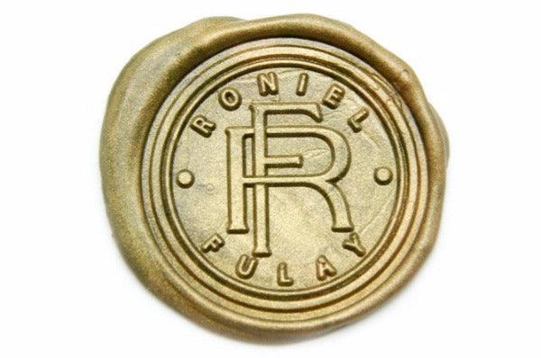 Interlock Monogram Wax Seal Stamp - Backtozero B20 - 2 initials, Copper, custom name, double, Double Initials, genericlonghandle, initial, Interlink, interlock, interlocking, intermonowords, Monogram, name, personalized, Two initials, Wedding, Words
