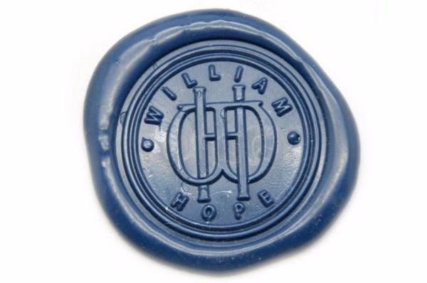 Interlock Monogram Wax Seal Stamp - Backtozero B20 - 2 initials, Blue, custom name, double, Double Initials, genericlonghandle, initial, Interlink, interlock, interlocking, intermonowords, Monogram, name, personalized, Two initials, Wedding, Words