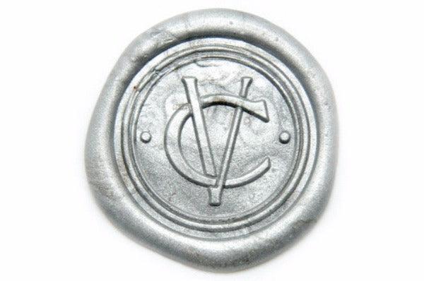 Interlock Monogram Wax Seal Stamp - Backtozero B20 - 2 initials, 2initials, double, Double Initials, genericlonghandle, Initial, Interlink, interlock, interlocking, Monogram, Personalized, Silver, Two initials, Wedding