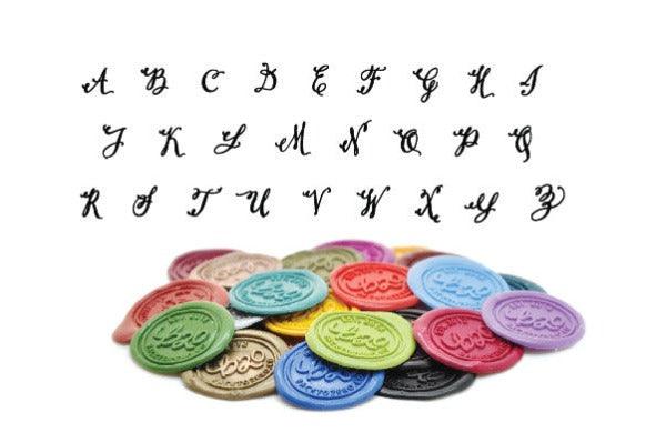 Calligraphy Initial Wax Seal Stamp - Backtozero B20 - 1 initial, 1initial, Calligraphy, genericlonghandle, Letter, Monogram, One Initial, Personalized, Purple