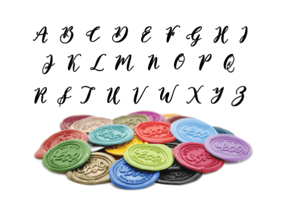 Copperplate Calligraphy Wedding Wax Seal Stamp | Available in 4 Sizes - Backtozero B20 - 2 initials, 2initials, Calligraphy, Copperplate, Letter, Letters, mini, Monogram, Personalized, Signature, signaturehandle, Turquoise, Wedding