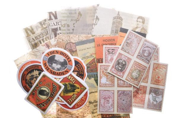 Retro Inspired Material Pack G | Orange - Backtozero B20 - collage, collage material, journalling, material package, orange, paper, scrapbooking, sticker