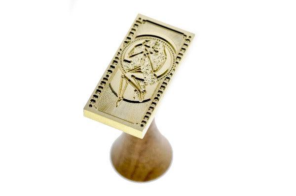 Tarot Style Zodiac Gemini Wax Seal Stamp - Backtozero B20 - black, forest green, light gold, marble, marble wax, metallic green, rectangle, Signature, signaturehandle, Silver, starburst, tarot, zodiac