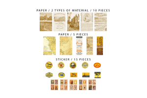 Retro Inspired Material Pack H | Yellow - Backtozero B20 - collage, collage material, journalling, material package, paper, scrapbooking, sticker, yellow